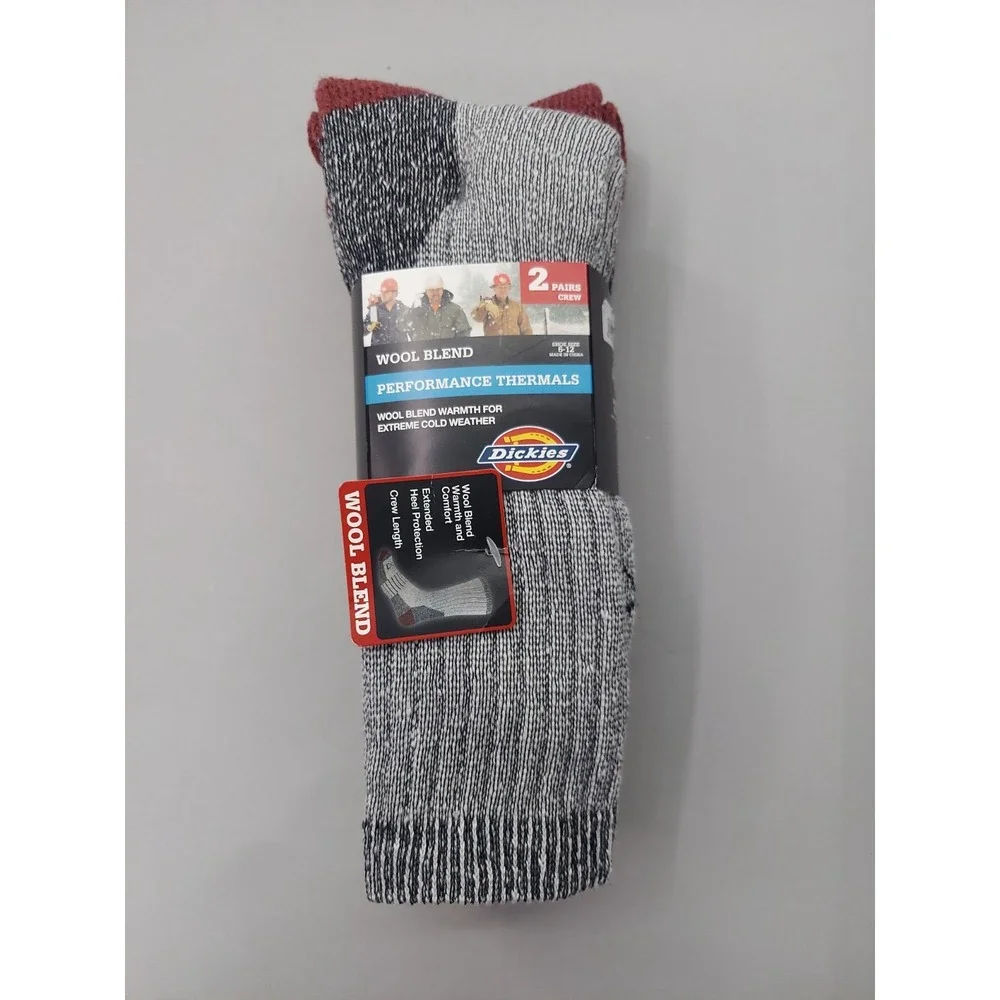2 pair Dickies Socks Men Wool Blend Performance Thermal Crew Length Cold Weather